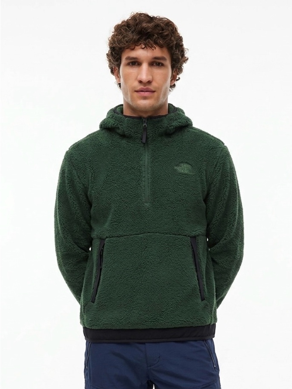 The North Face Campshire Green Quarter Zip Fleece Hoodie Size Medium Gorpcore